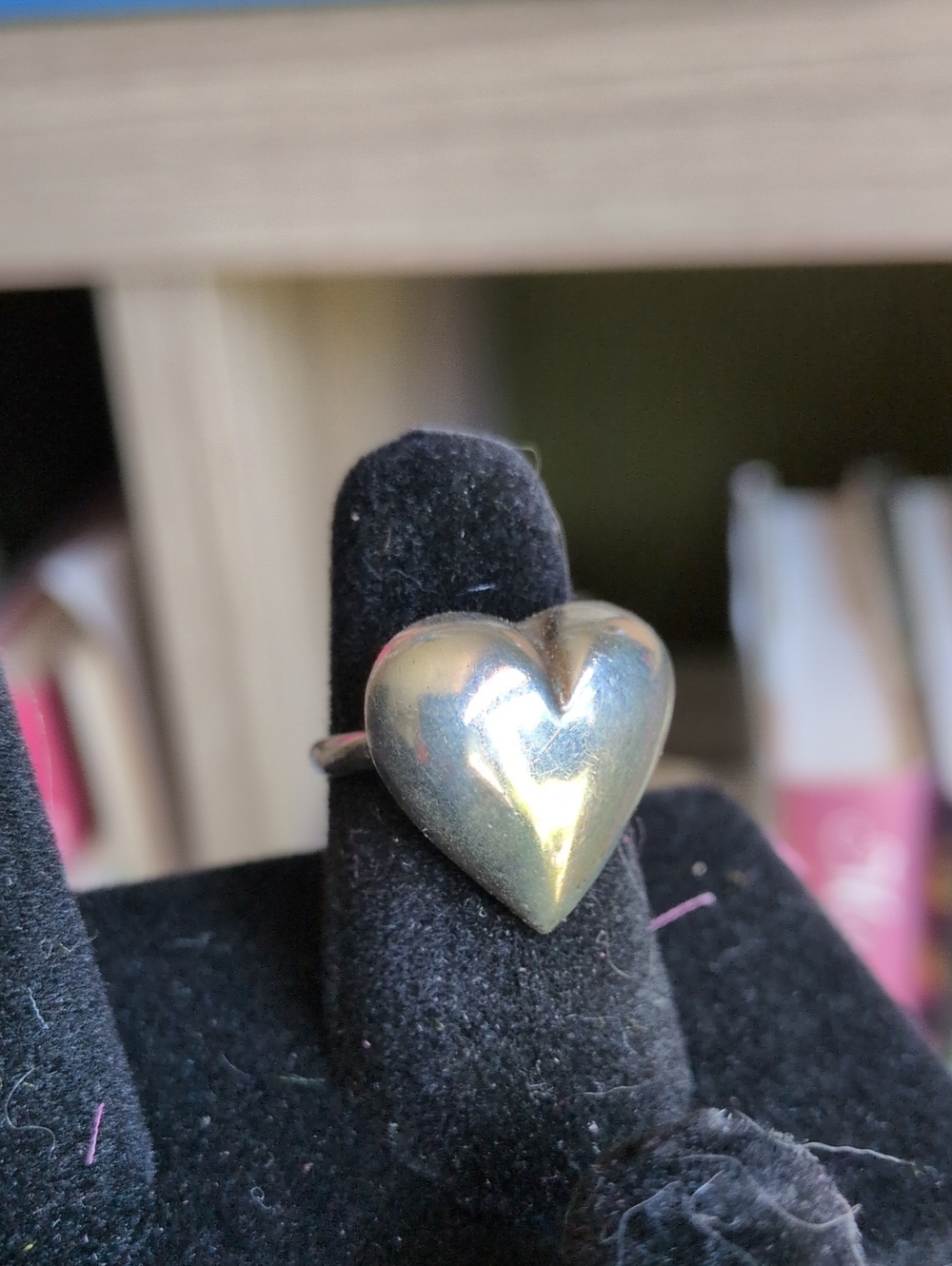 Sterling Silver Puffy Heart Ring Sz 4.75